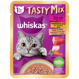 WHISKAS® Tasty Mix Gravy Tuna Kanikama Carrots Cat Food image