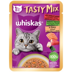 WHISKAS® Tasty Mix Seafood Cocktail in Wakame Seaweed Sauce image