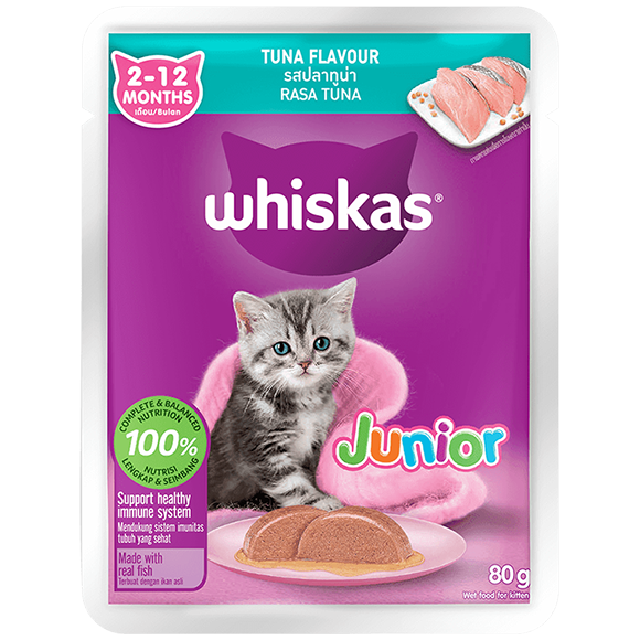 WHISKAS® Pouch Junior 2-12 Months Tuna Kitten Food