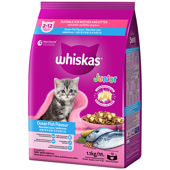 WHISKAS® Dry Junior Ocean Fish Flavor with Milk Kitten Food